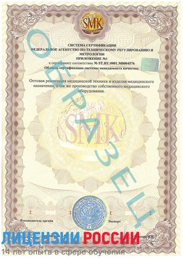 Образец сертификата соответствия (приложение) Новокузнецк Сертификат ISO 13485